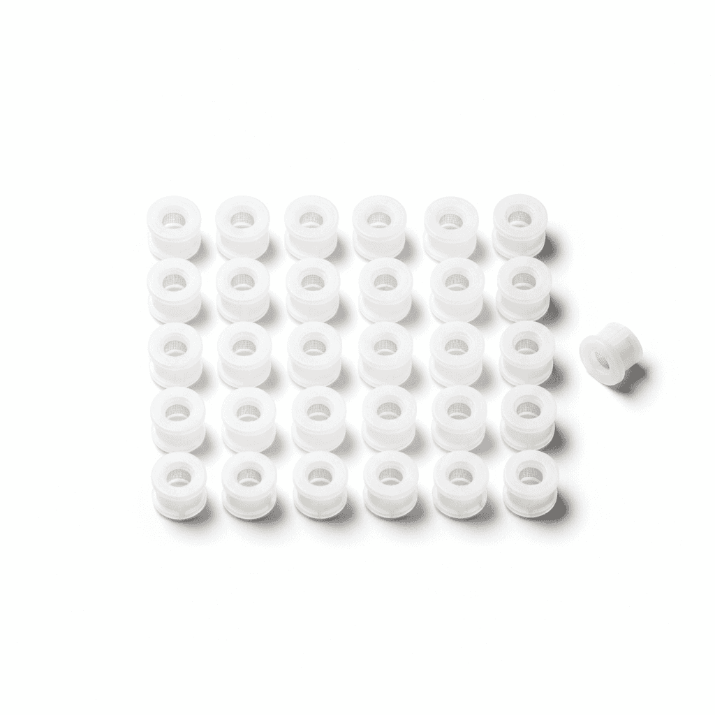 Universal wax filters for hearing aids displayed on a white background